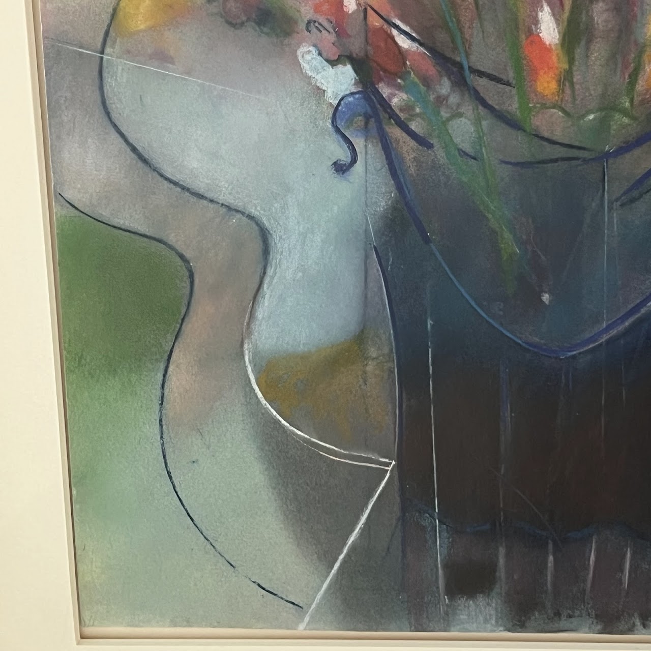 Dan Partouche Signed Still Life with Flowers Pastel Drawing #1