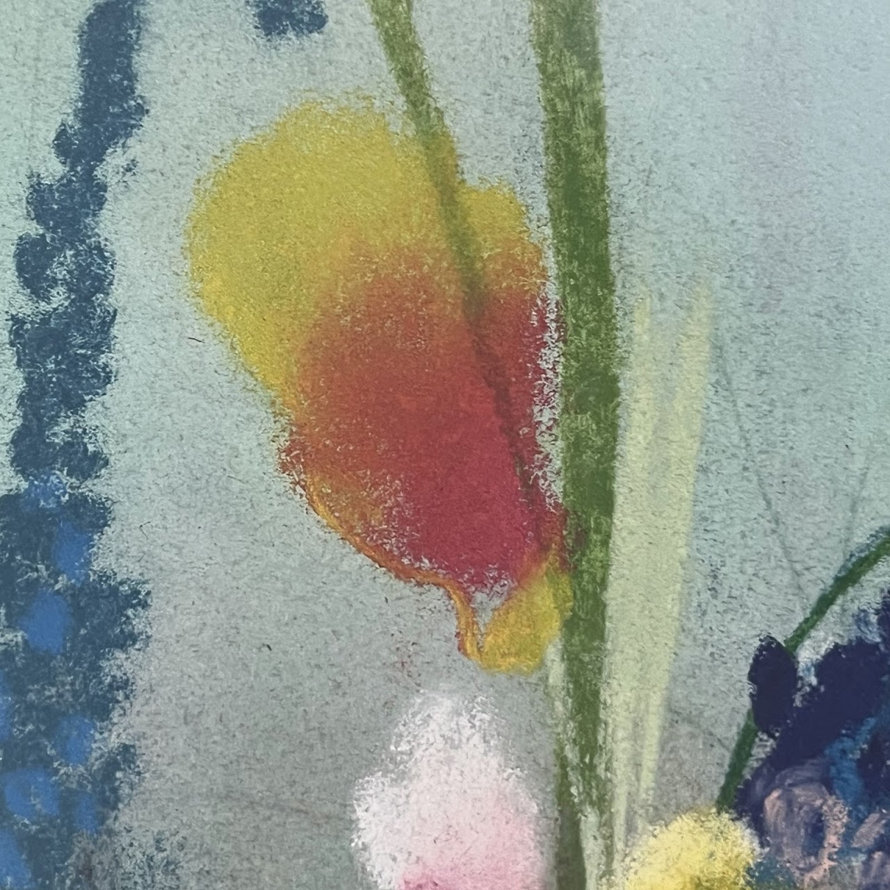 Dan Partouche Signed Still Life with Flowers Pastel Drawing #1