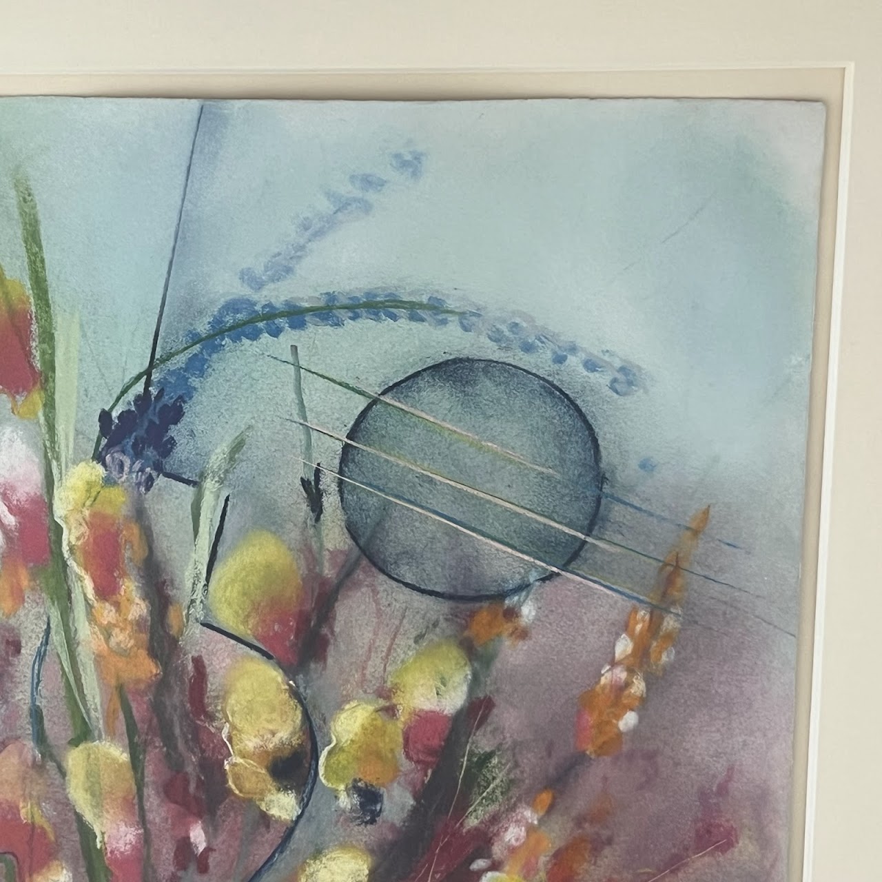 Dan Partouche Signed Still Life with Flowers Pastel Drawing #1