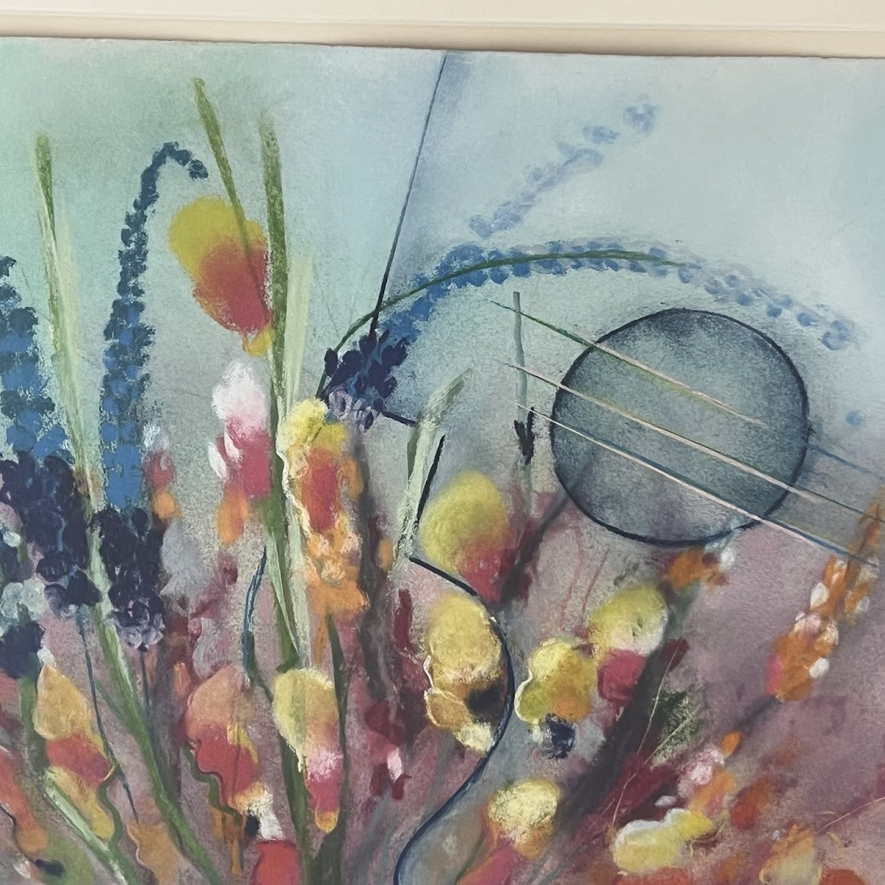 Dan Partouche Signed Still Life with Flowers Pastel Drawing #1