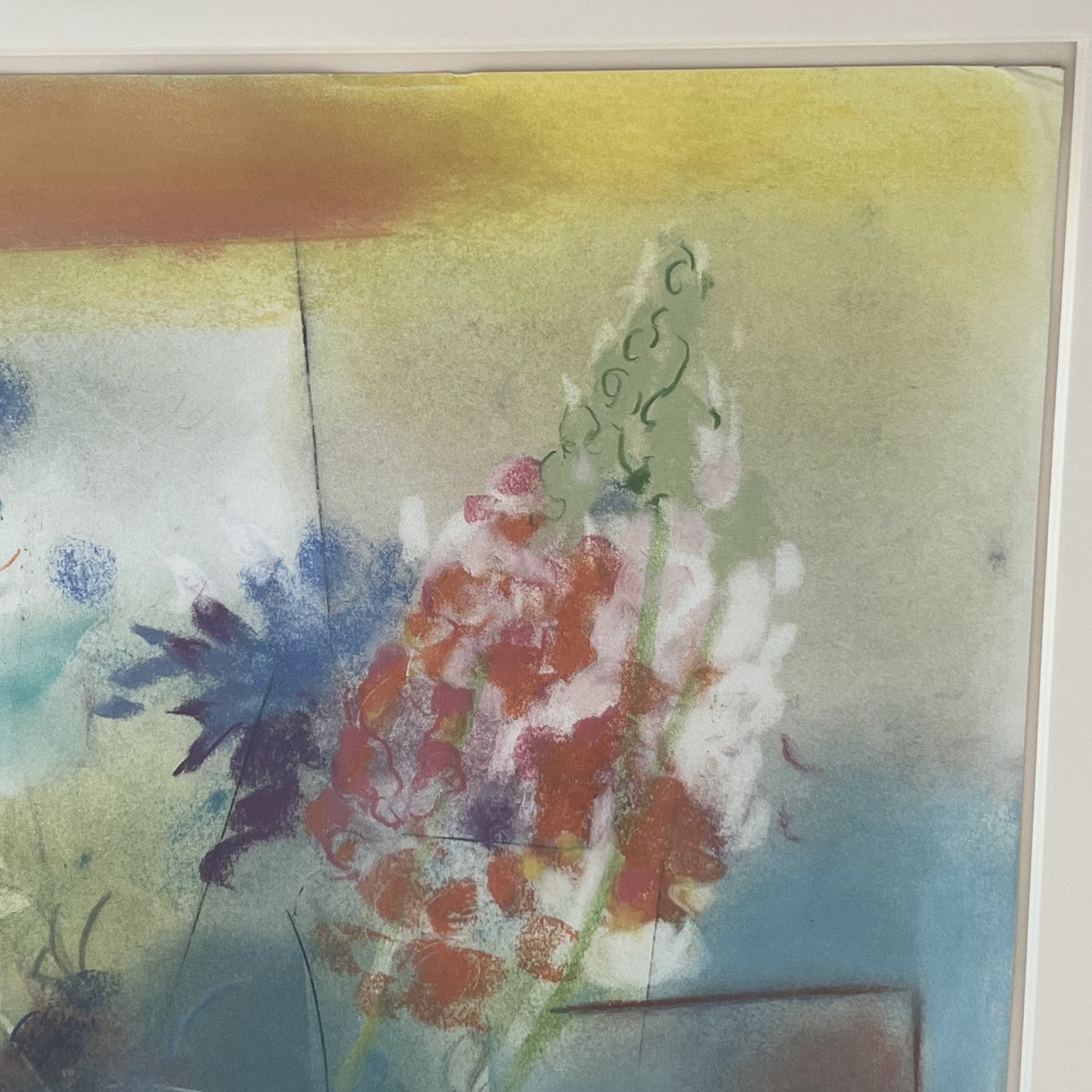 Dan Partouche Signed Still Life with Flowers Pastel Drawing #2