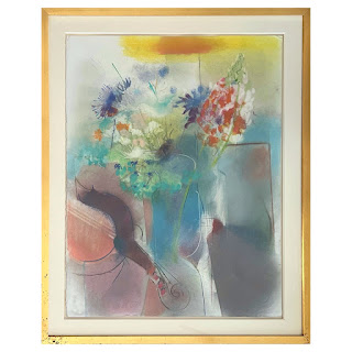 Dan Partouche Signed Still Life with Flowers Pastel Drawing #2