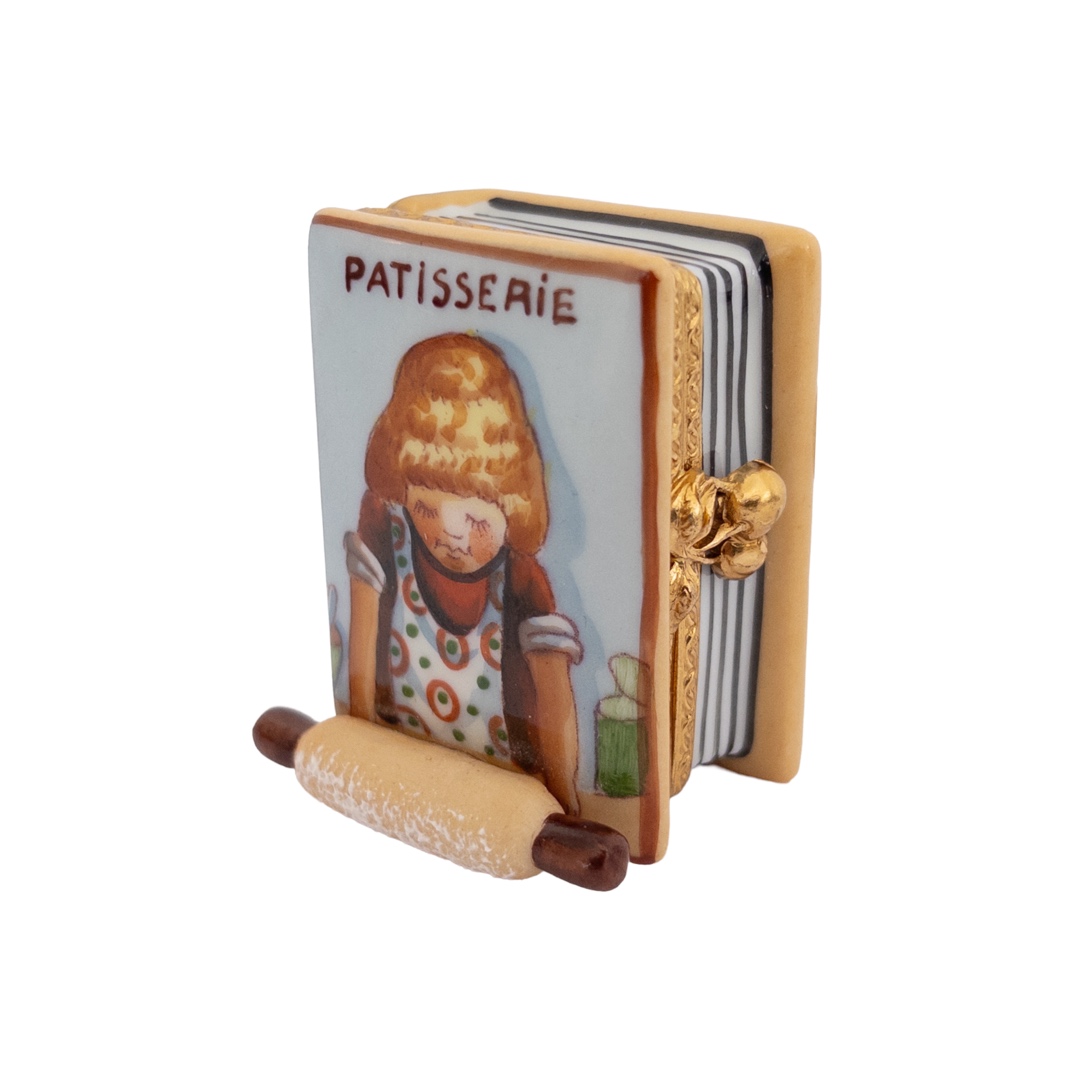 Rochard Peint Main Miniature Patisserie Rolling Pin Book Box with Treats