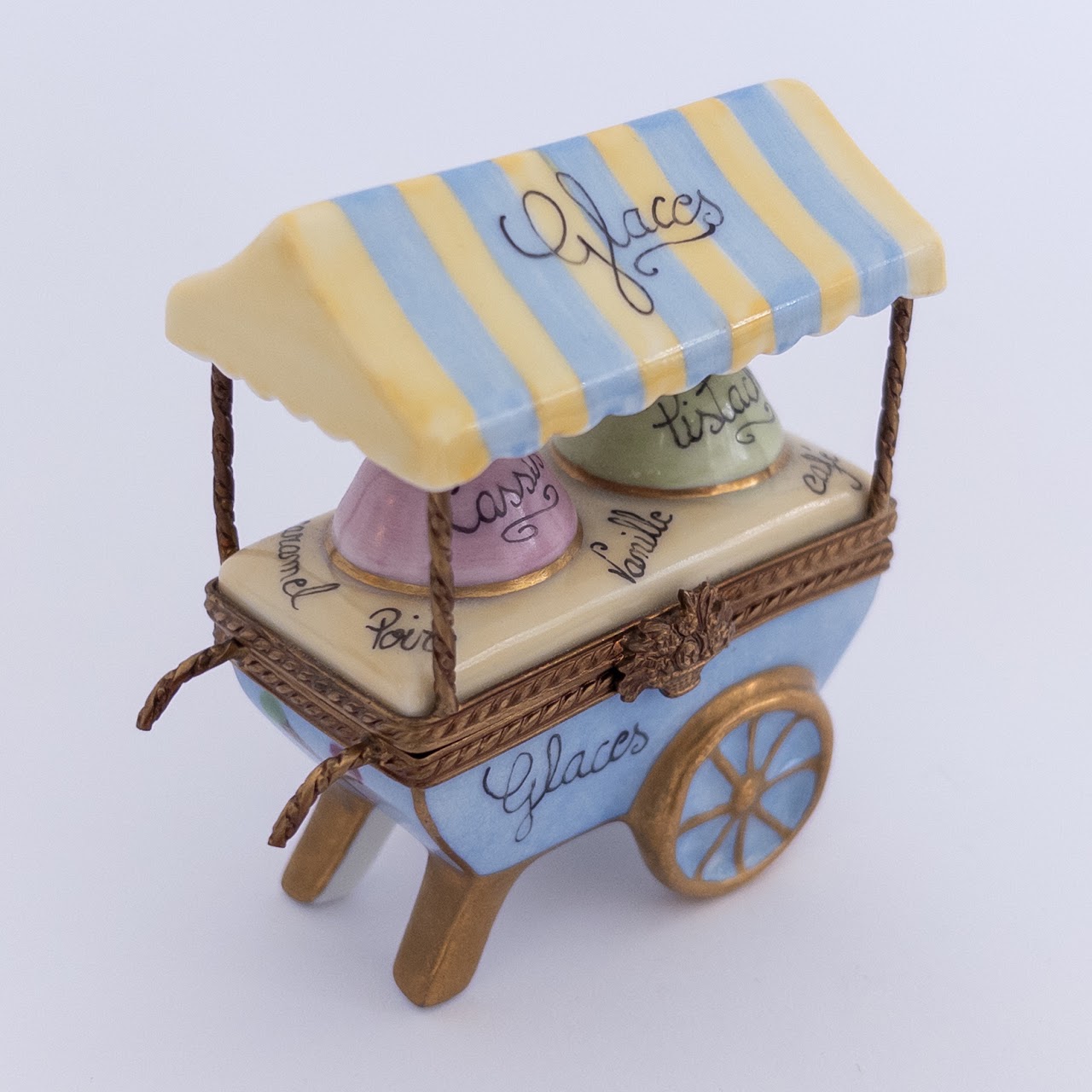 Limoges Peint Main Miniature Ice Cream Cart Box