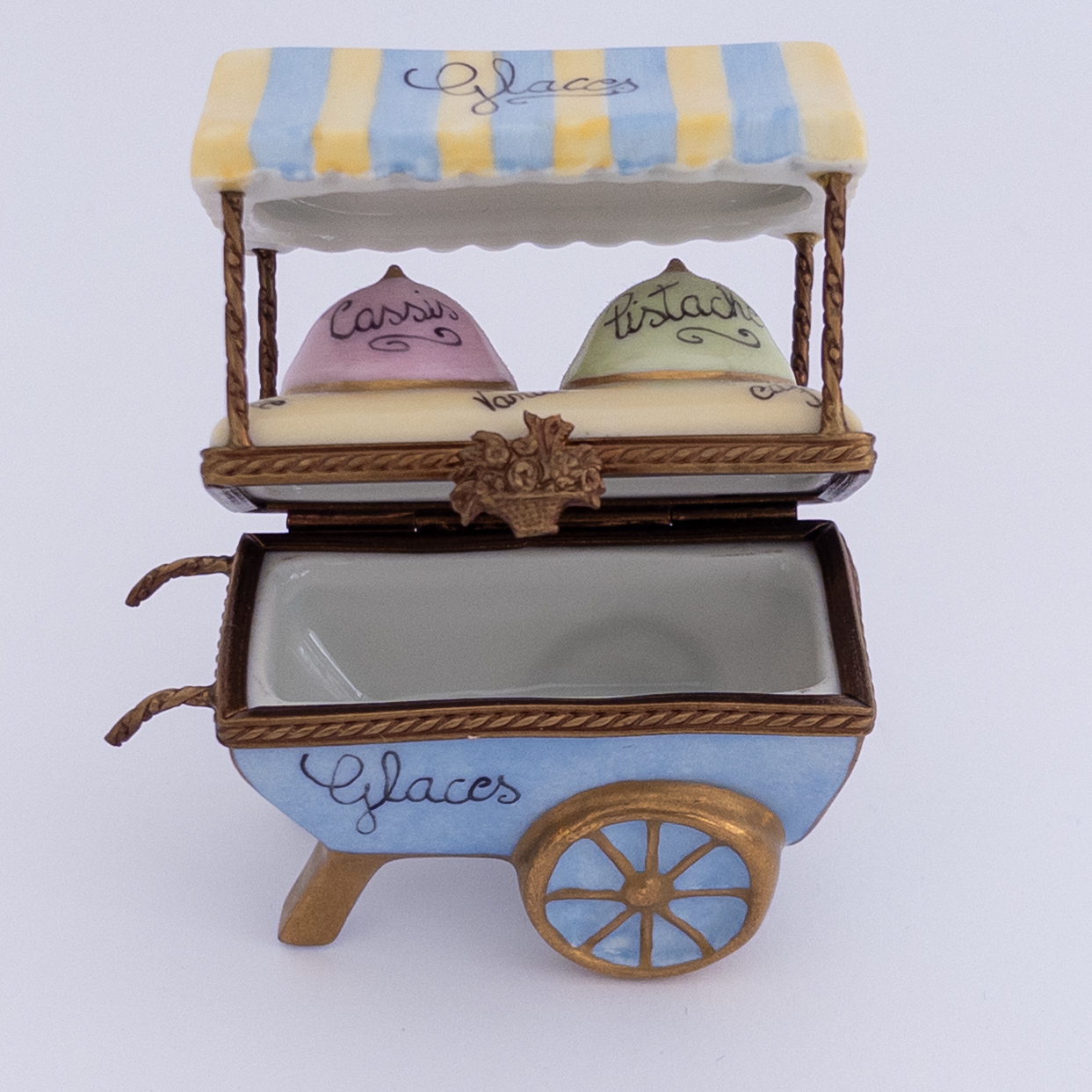 Limoges Peint Main Miniature Ice Cream Cart Box