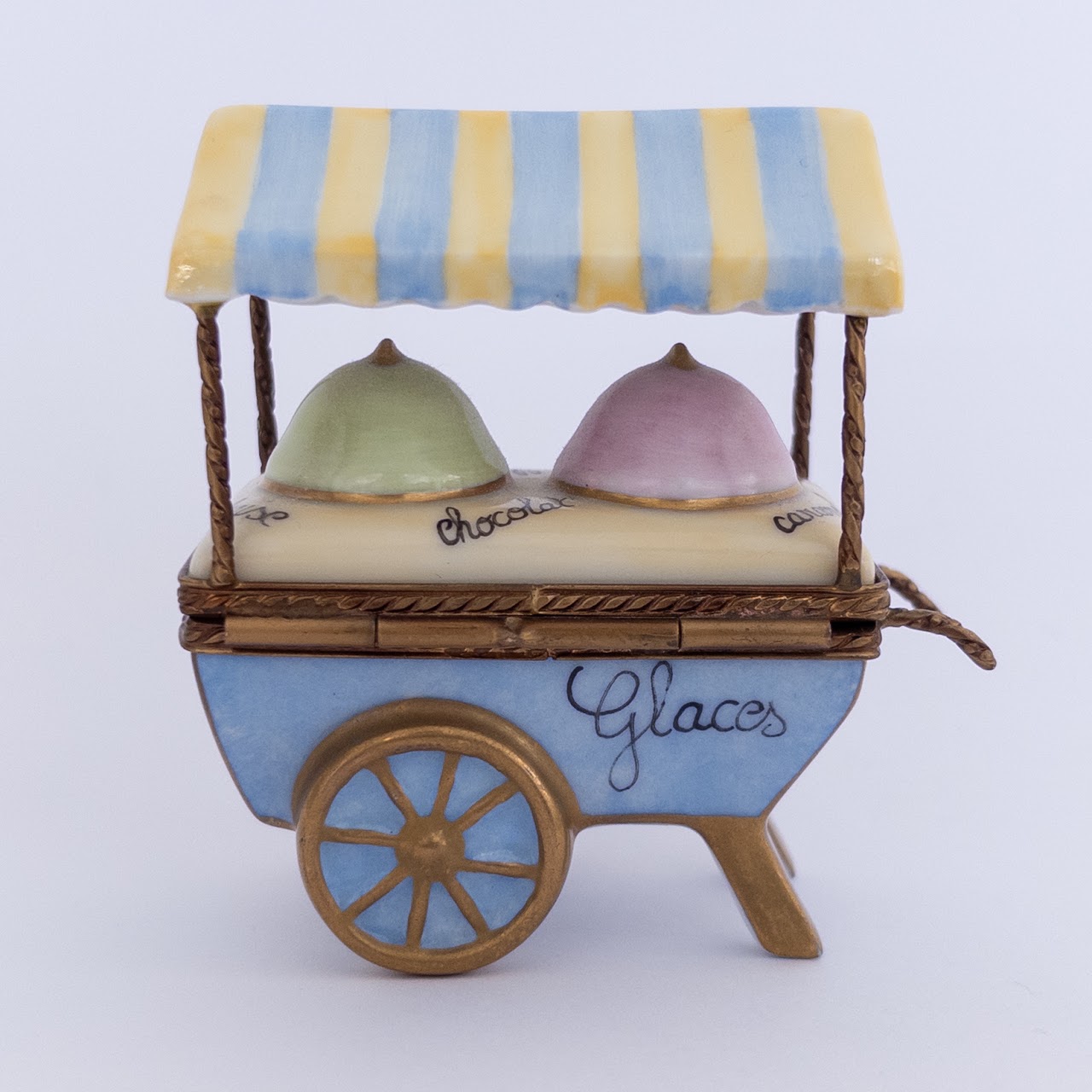 Limoges Peint Main Miniature Ice Cream Cart Box