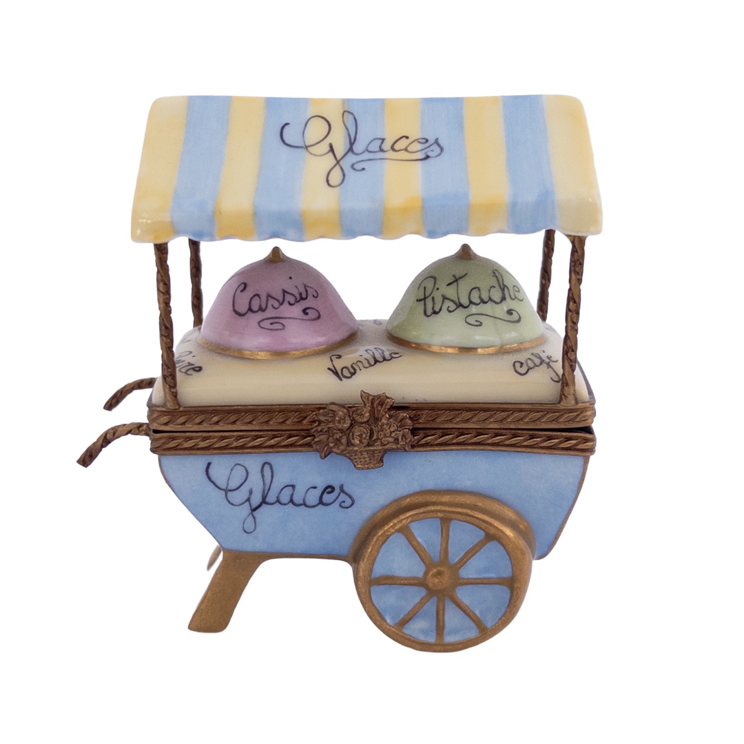 Limoges Peint Main Miniature Ice Cream Cart Box