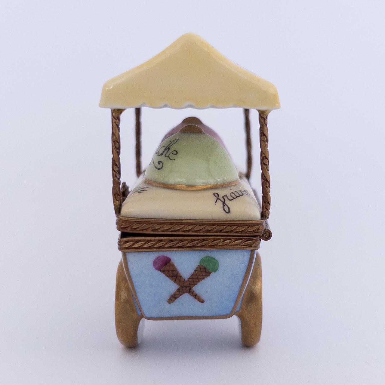 Limoges Peint Main Miniature Ice Cream Cart Box