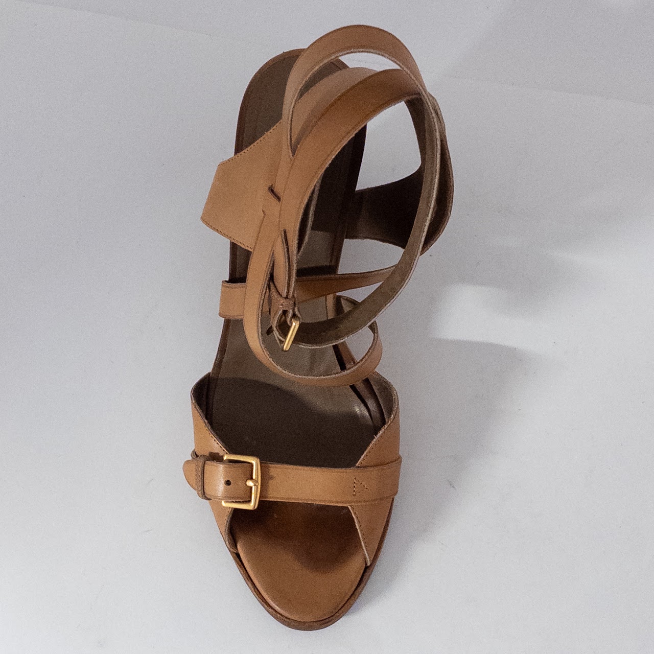 Hermès Brown Leather Wedge Sandals