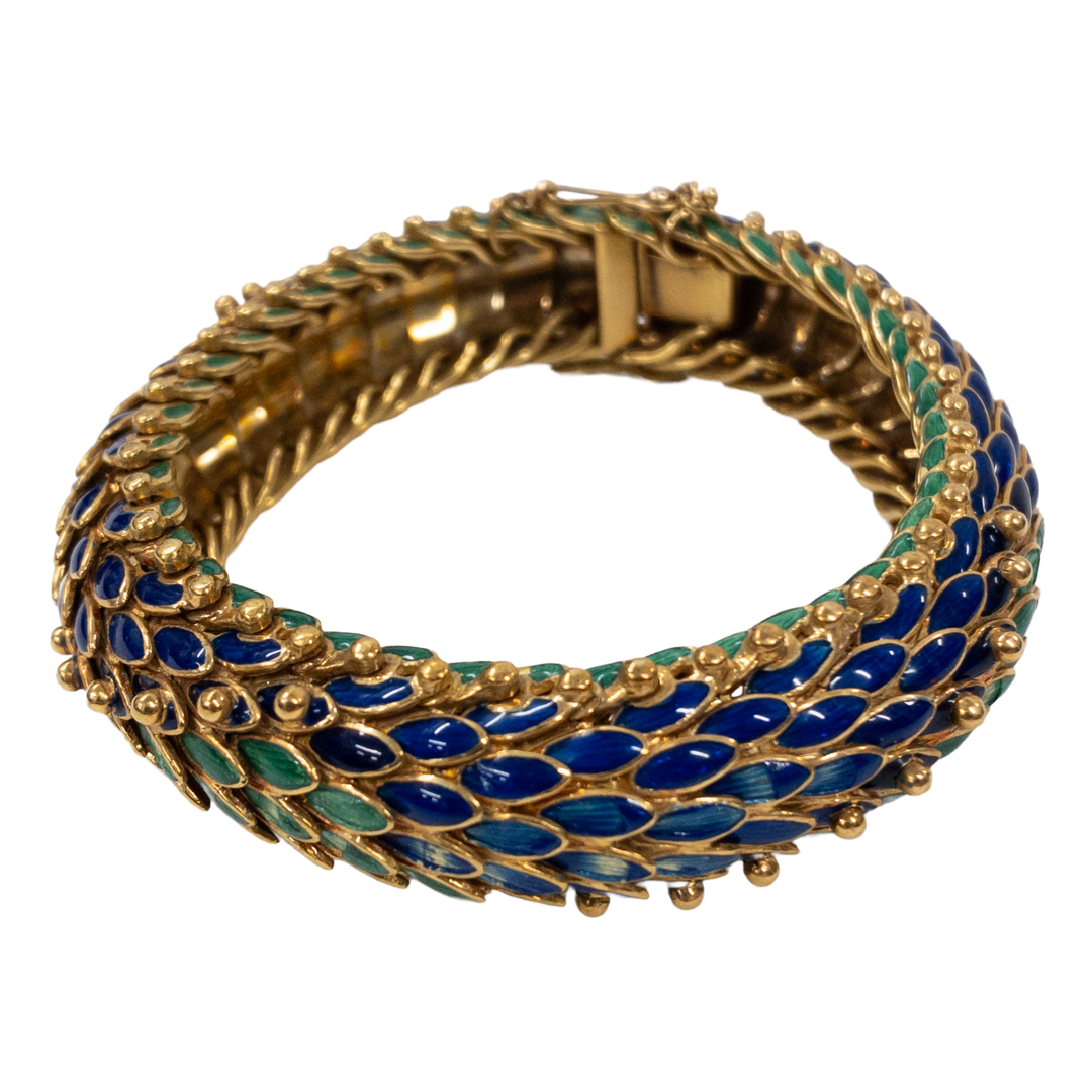 18K Gold and Enamel Finely Made Italian Bracelet