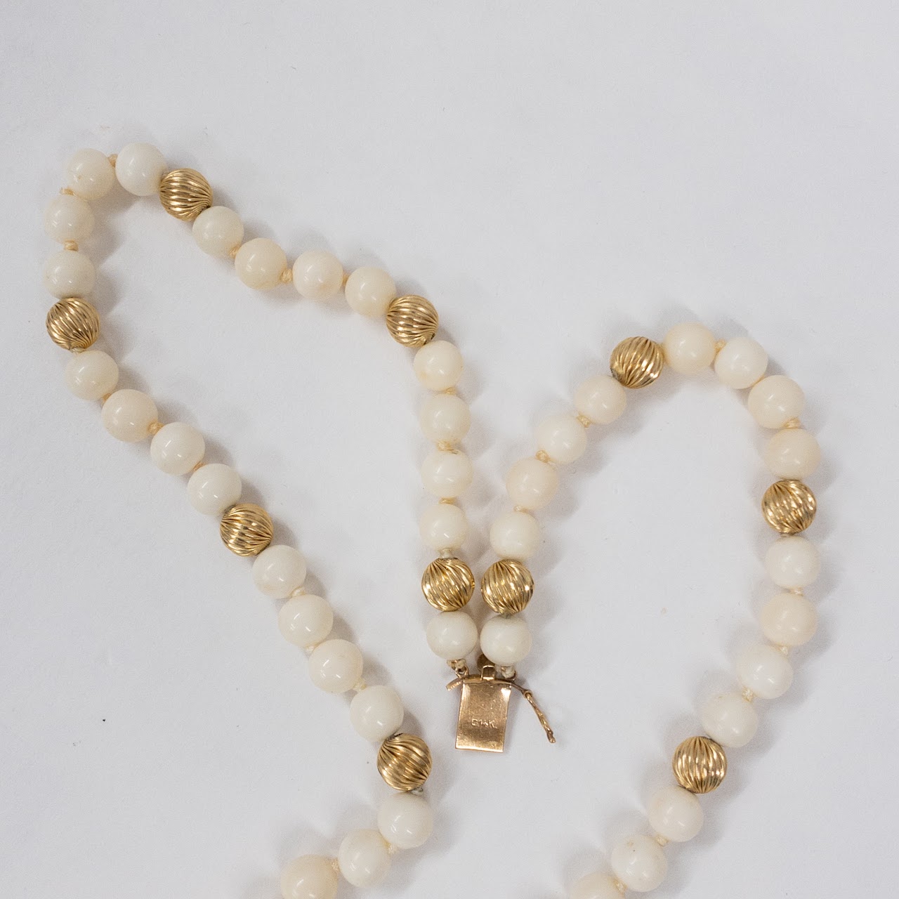 14K Gold and Hard Resin 'Pearl' Bead Necklace