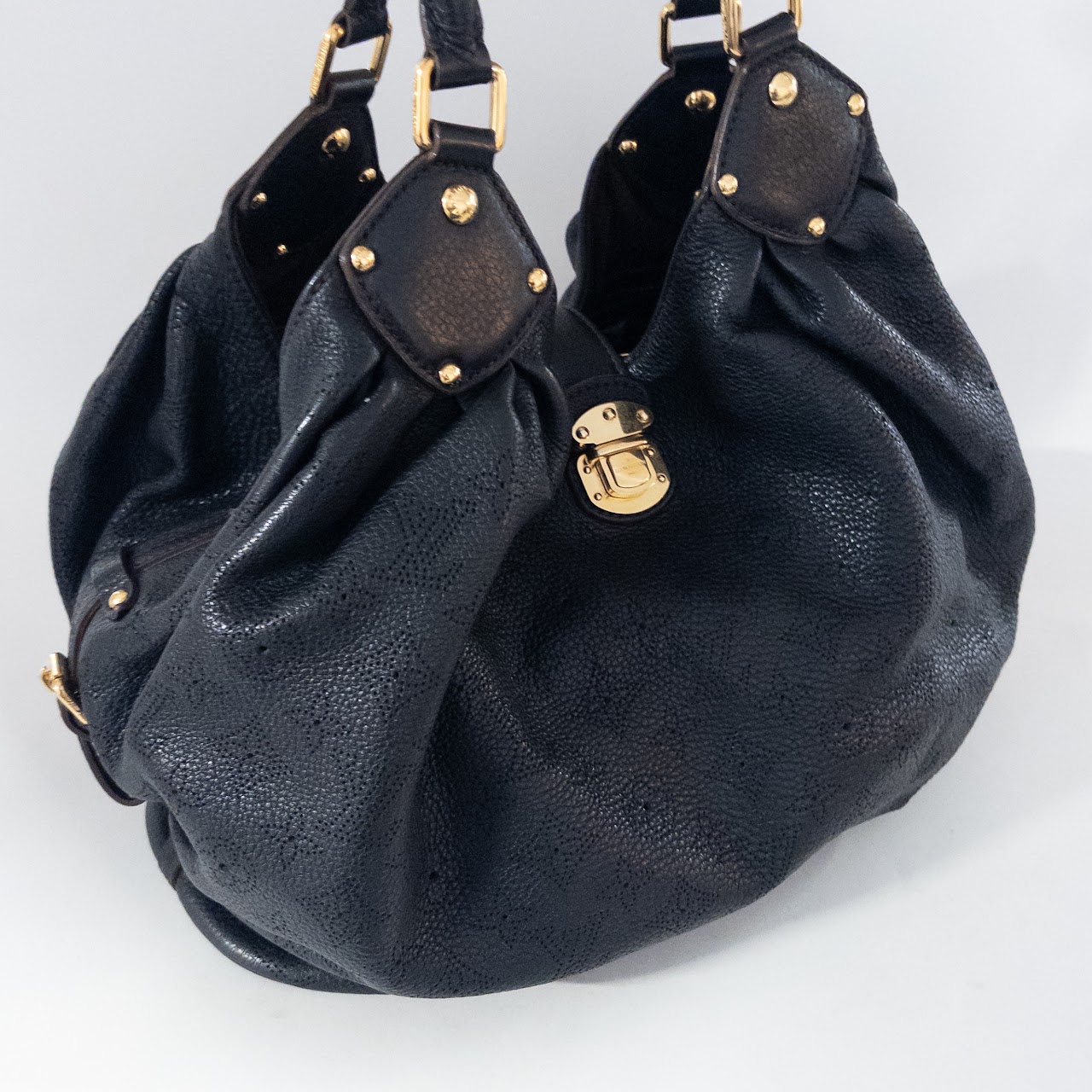 Louis Vuitton Black Mahina Leather Hobo Bag