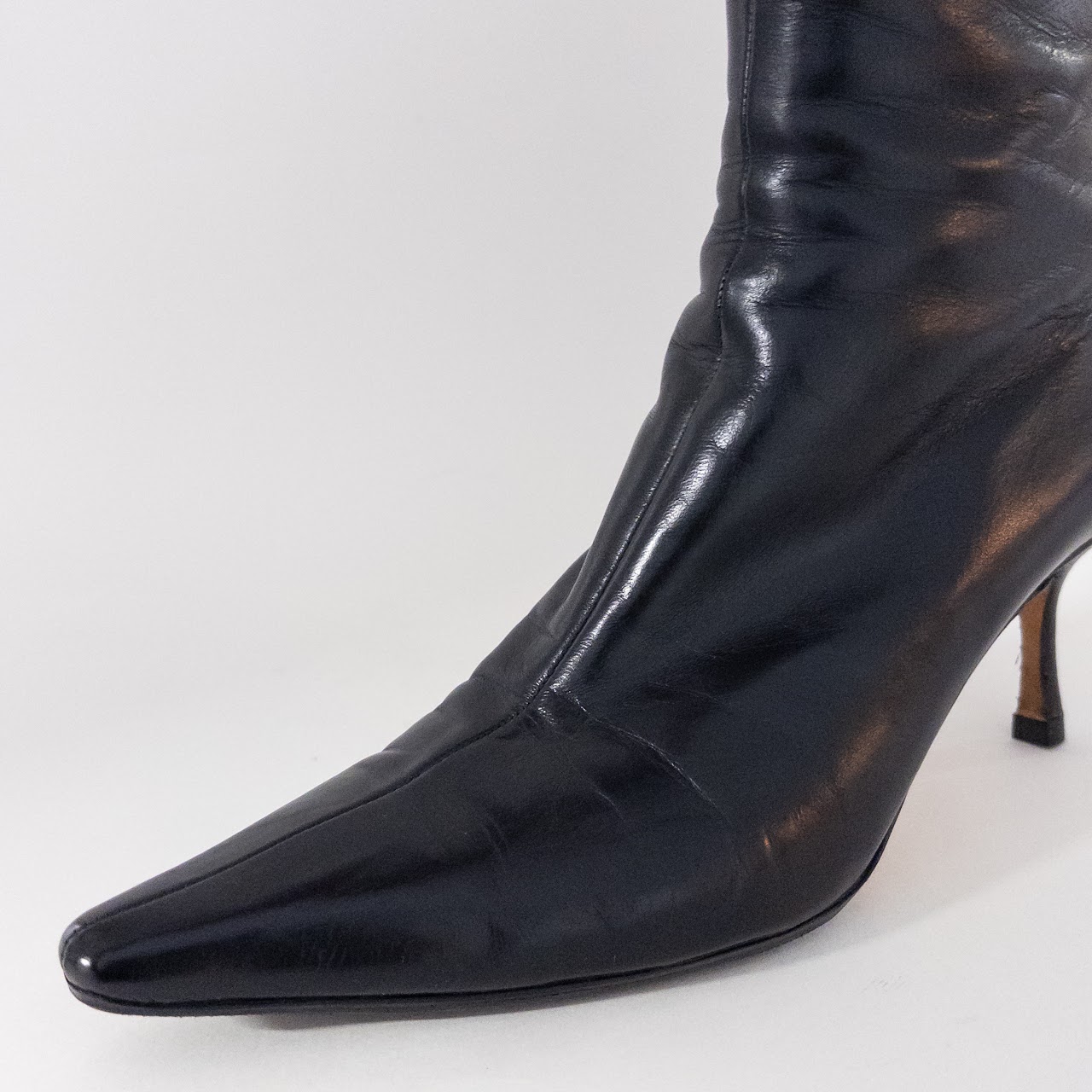 Jimmy Choo Knee-Height Heeled Black Leather Boots