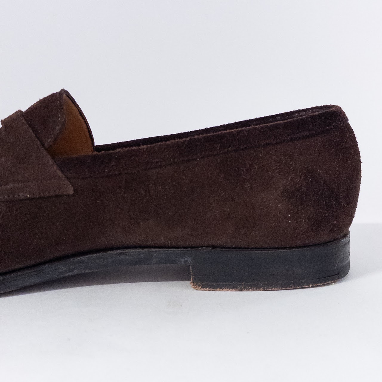 John Lobb Dark Brown Suede Penny Loafers