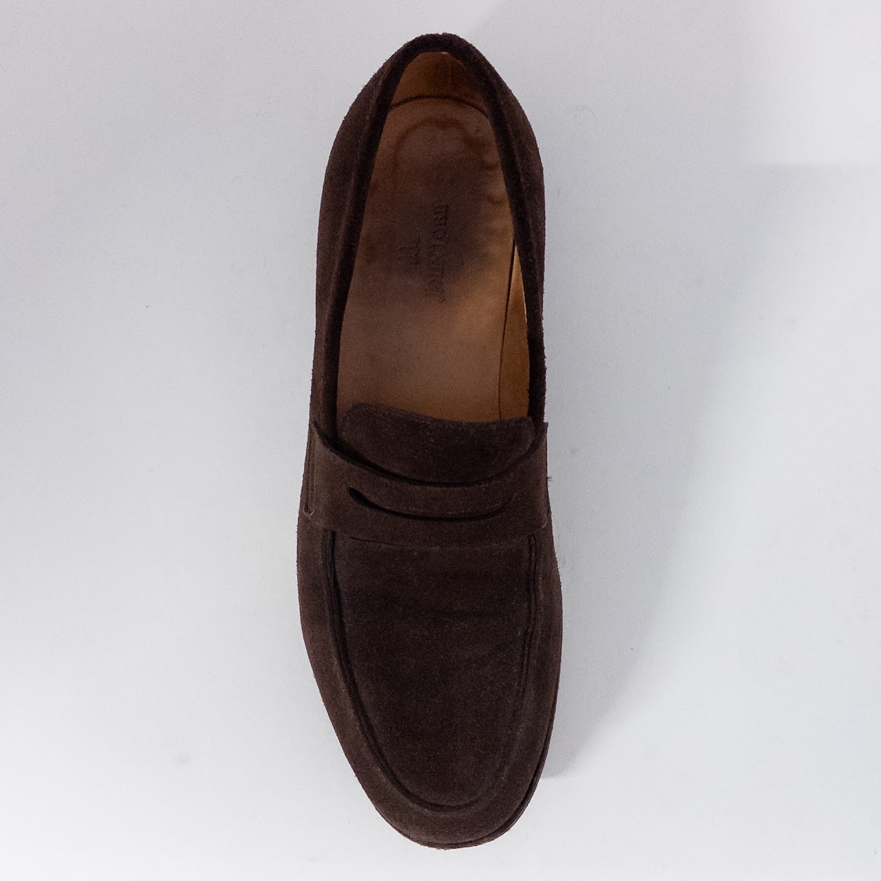 John Lobb Dark Brown Suede Penny Loafers