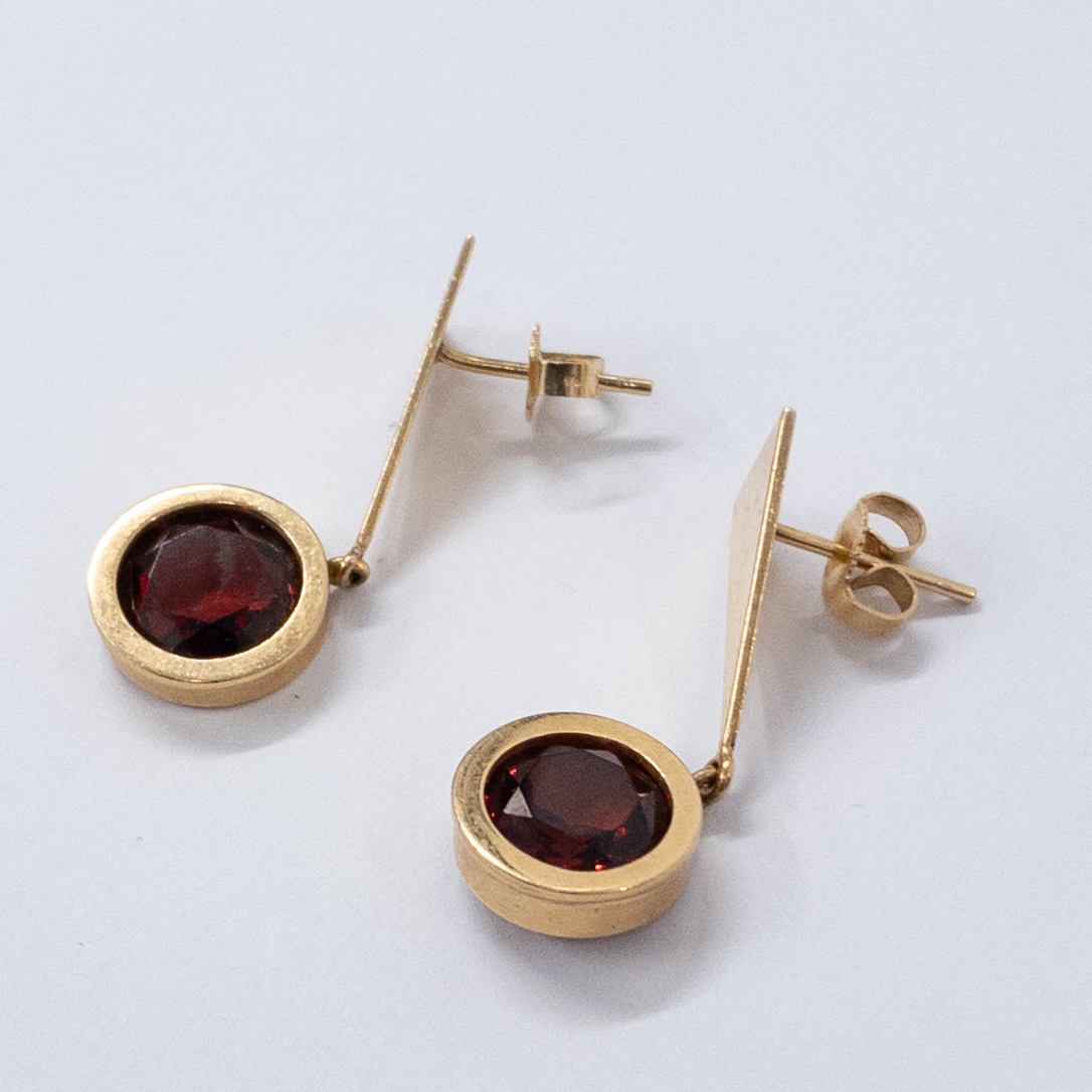 14K Gold Geometric Drop Earrings