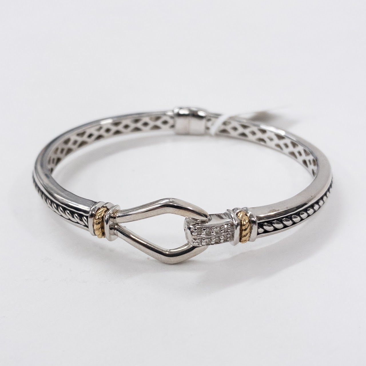 14K Gold, Sterling Silver and Diamond Bracelet