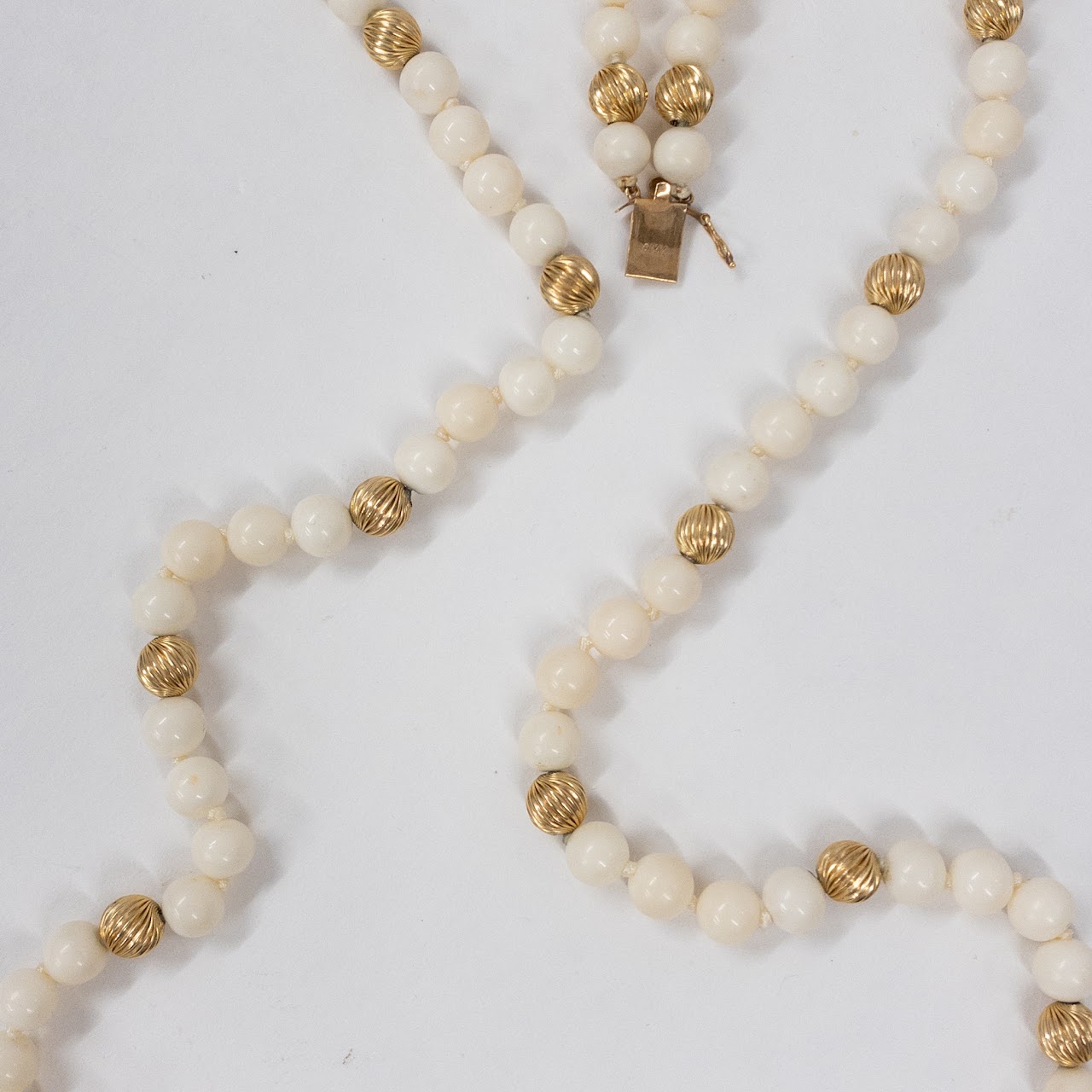 14K Gold and Hard Resin 'Pearl' Bead Necklace