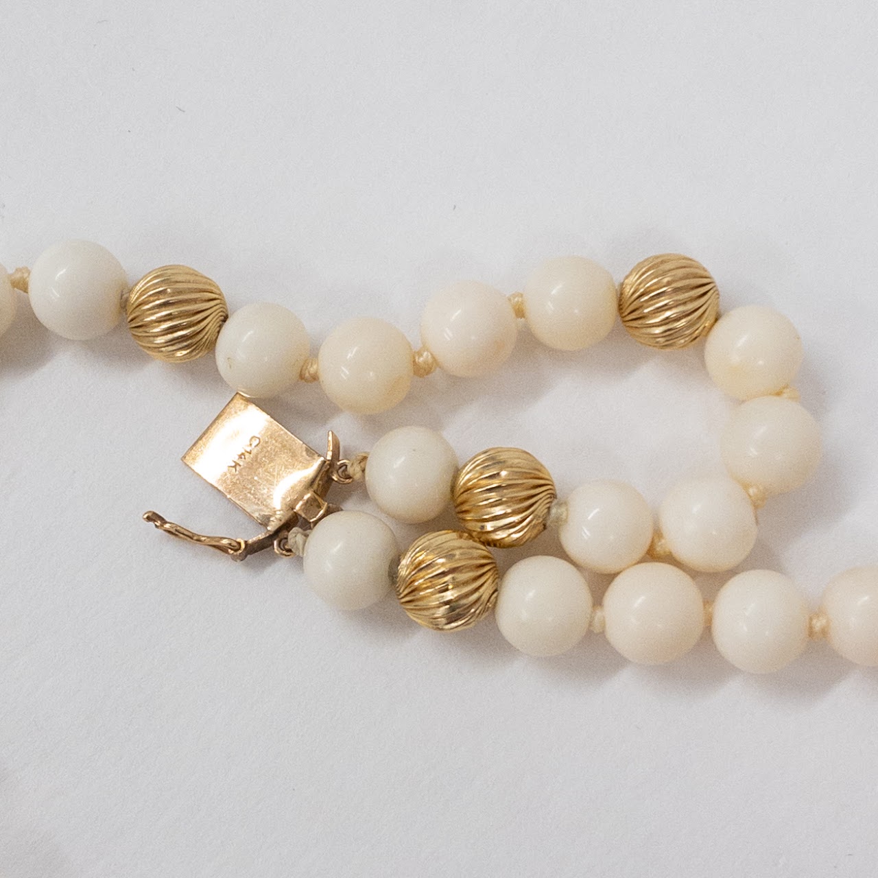 14K Gold and Hard Resin 'Pearl' Bead Necklace