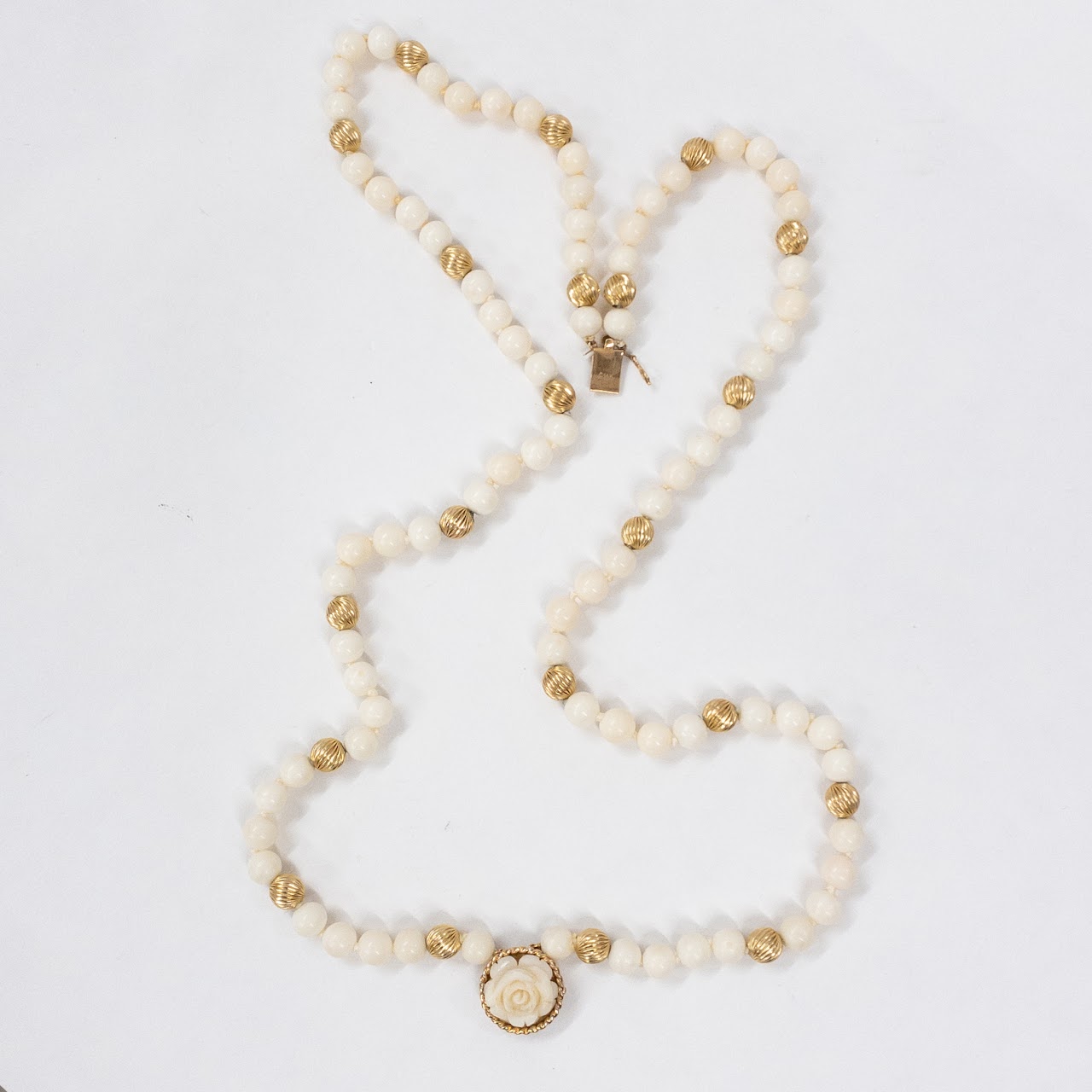 14K Gold and Hard Resin 'Pearl' Bead Necklace