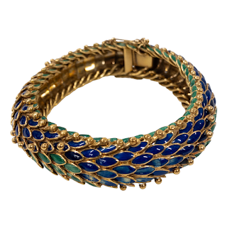 18K Gold and Enamel Finely Made Italian Bracelet