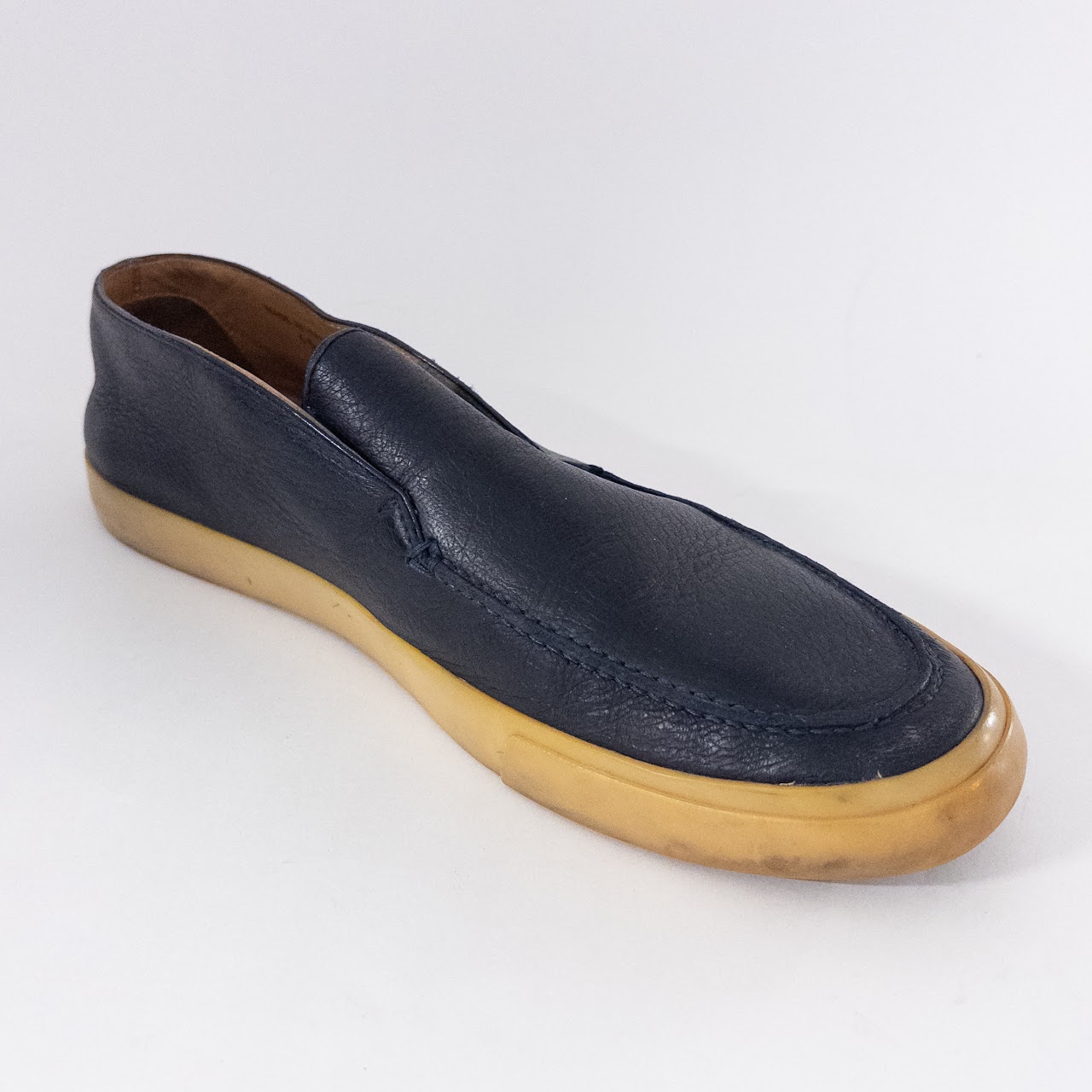 Loro Piana Open Walk Dark Blue Leather Loafers