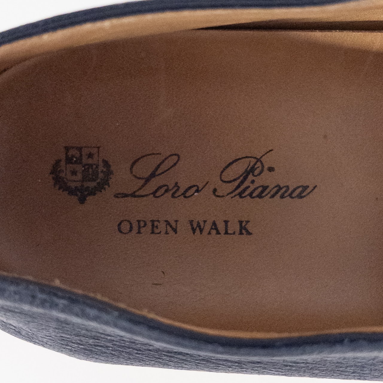 Loro Piana Open Walk Dark Blue Leather Loafers