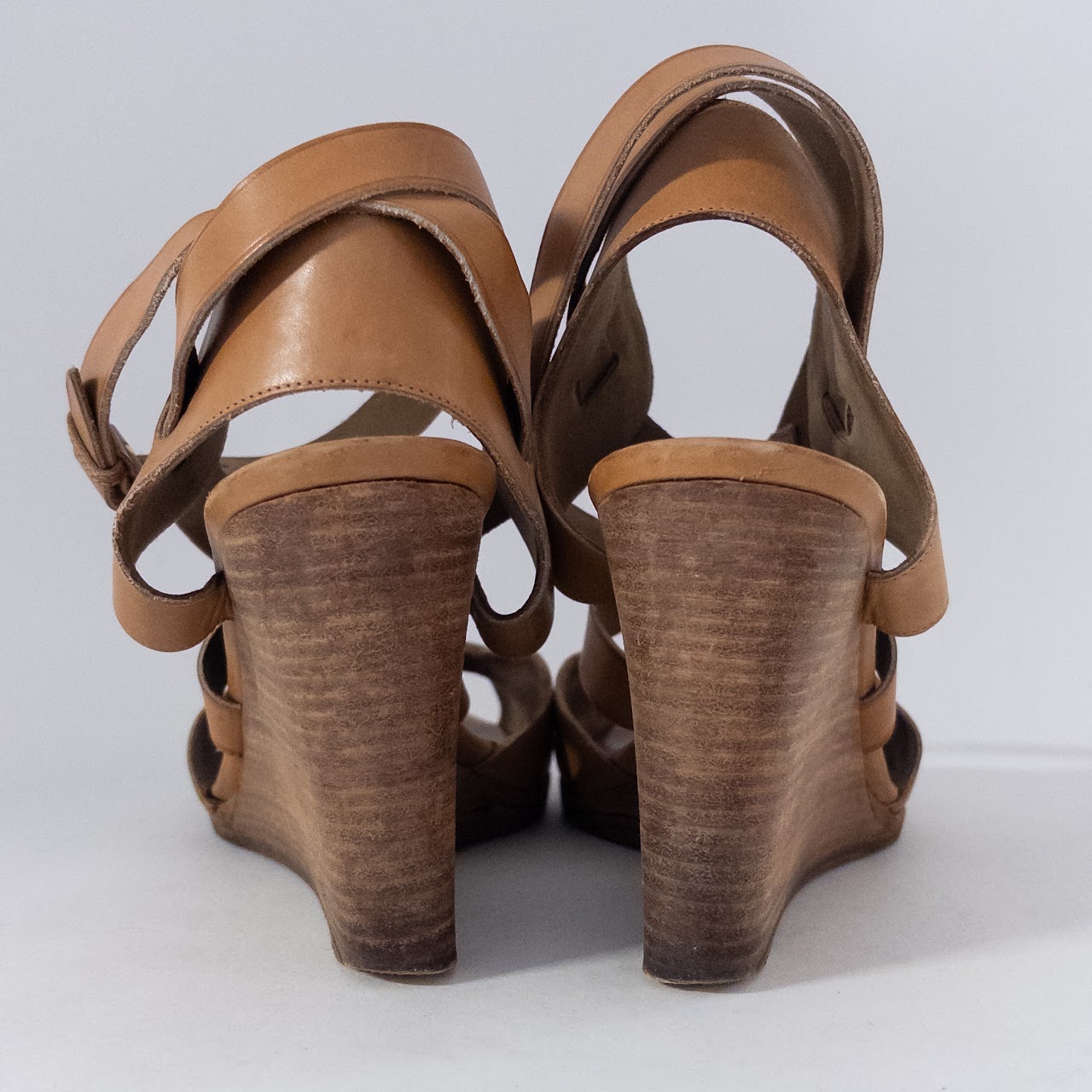 Hermès Brown Leather Wedge Sandals