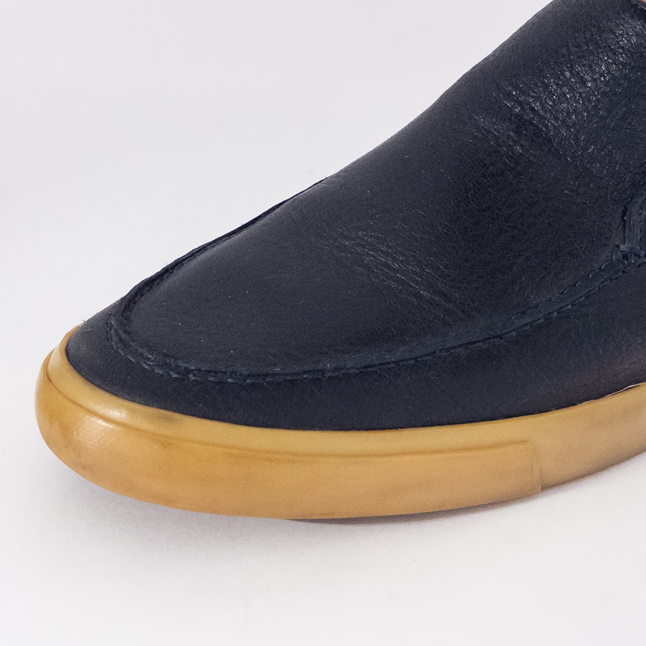 Loro Piana Open Walk Dark Blue Leather Loafers