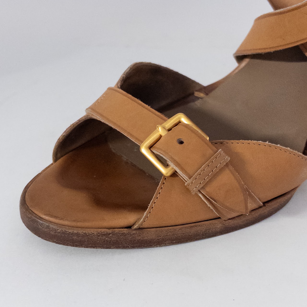 Hermès Brown Leather Wedge Sandals