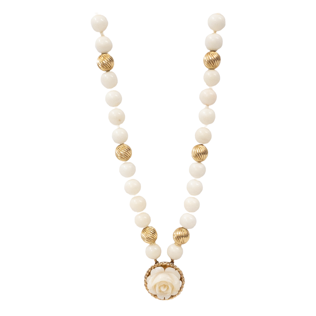 14K Gold and Hard Resin 'Pearl' Bead Necklace