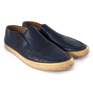 Loro Piana Open Walk Dark Blue Leather Loafers