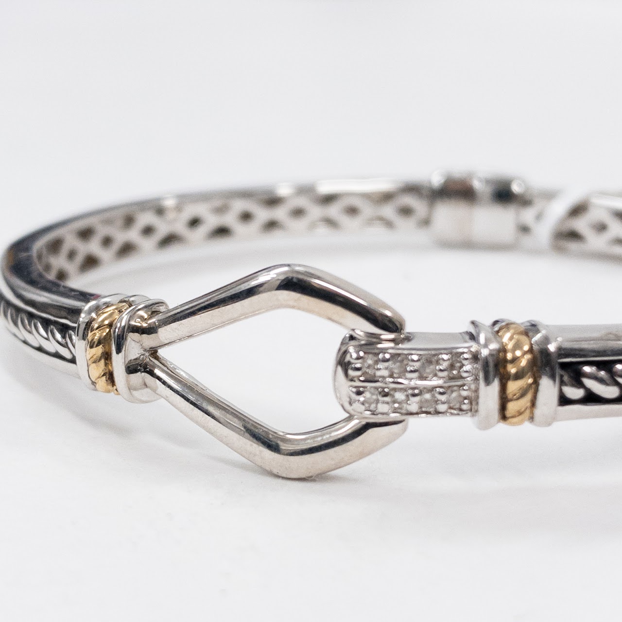 14K Gold, Sterling Silver and Diamond Bracelet