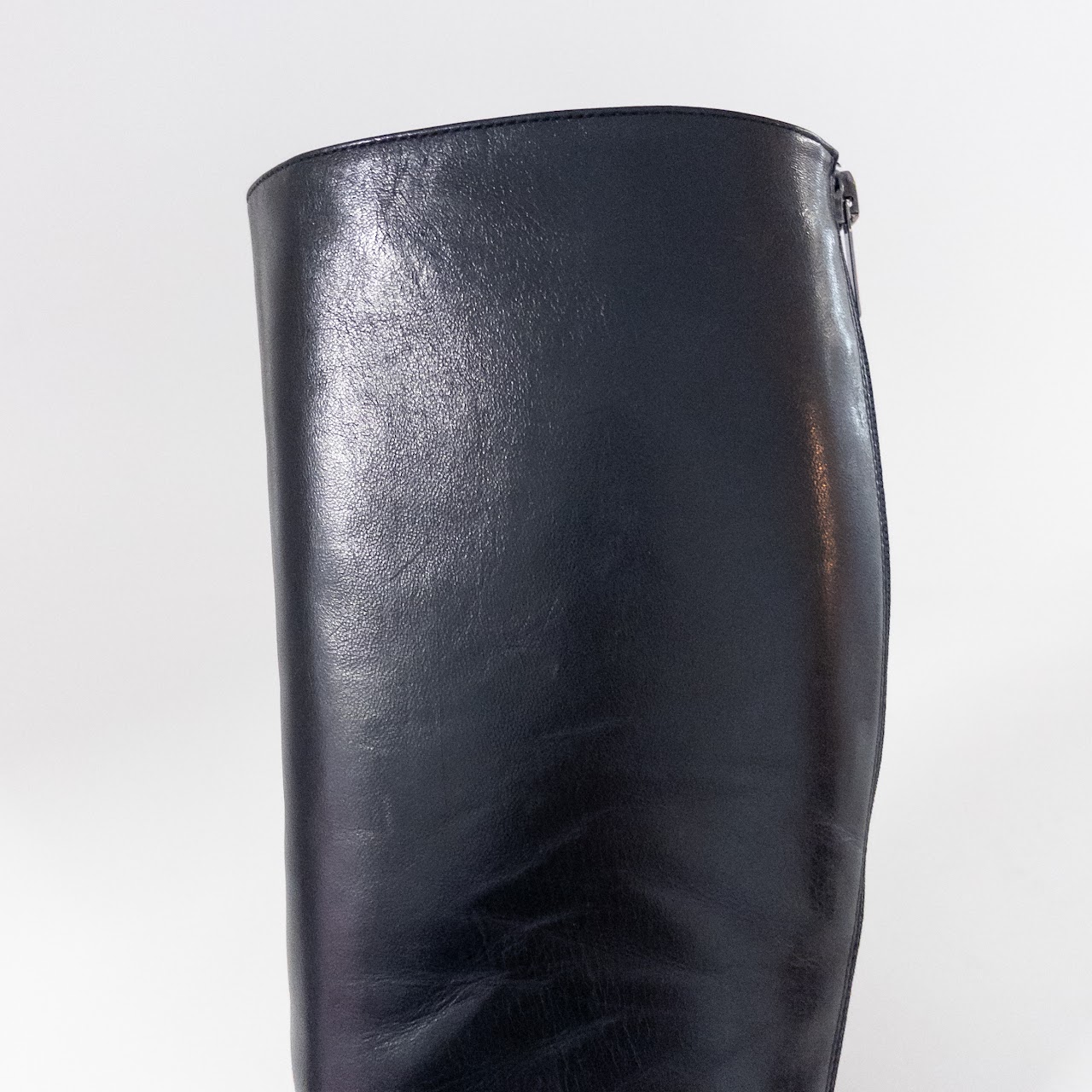 Jimmy Choo Knee-Height Heeled Black Leather Boots