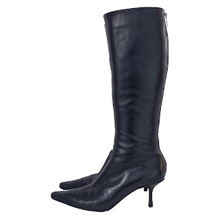 Jimmy Choo Knee-Height Heeled Black Leather Boots