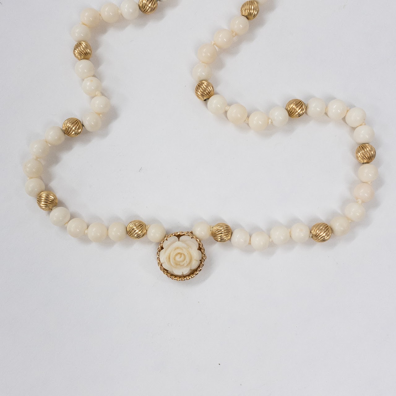 14K Gold and Hard Resin 'Pearl' Bead Necklace