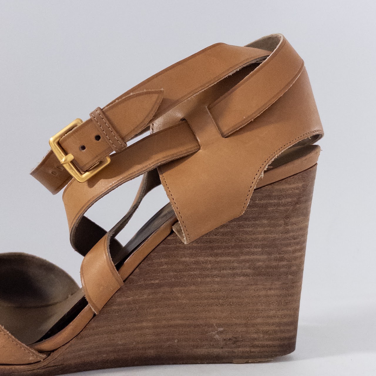 Hermès Brown Leather Wedge Sandals