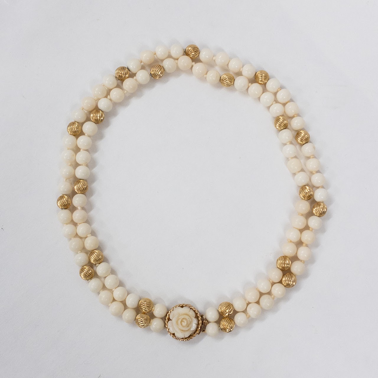 14K Gold and Hard Resin 'Pearl' Bead Necklace