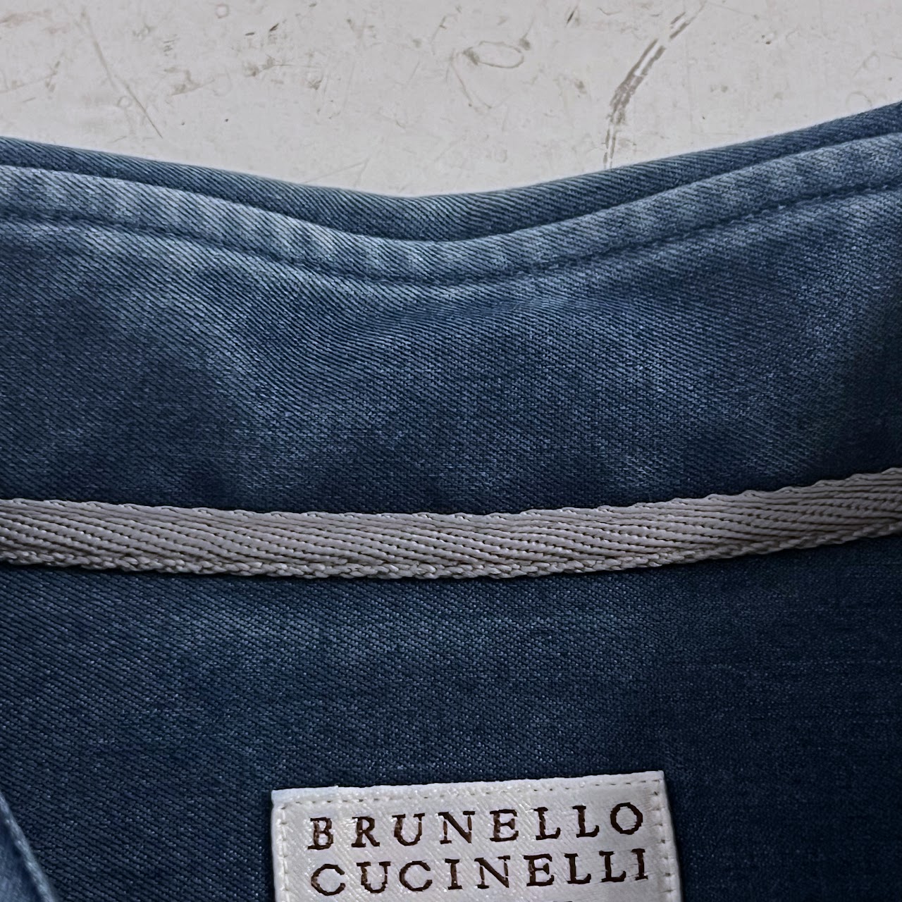 Brunello Cucinelli Indigo Chambray Slim Fit Button-Up Shirt