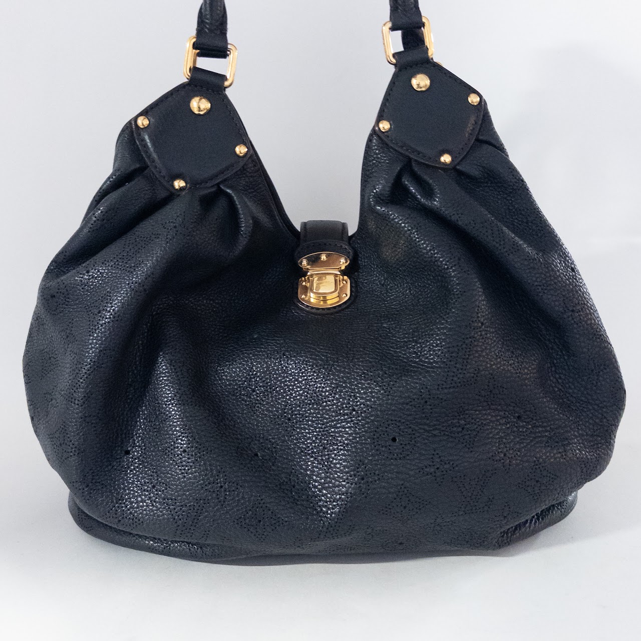 Louis Vuitton Black Mahina Leather Hobo Bag