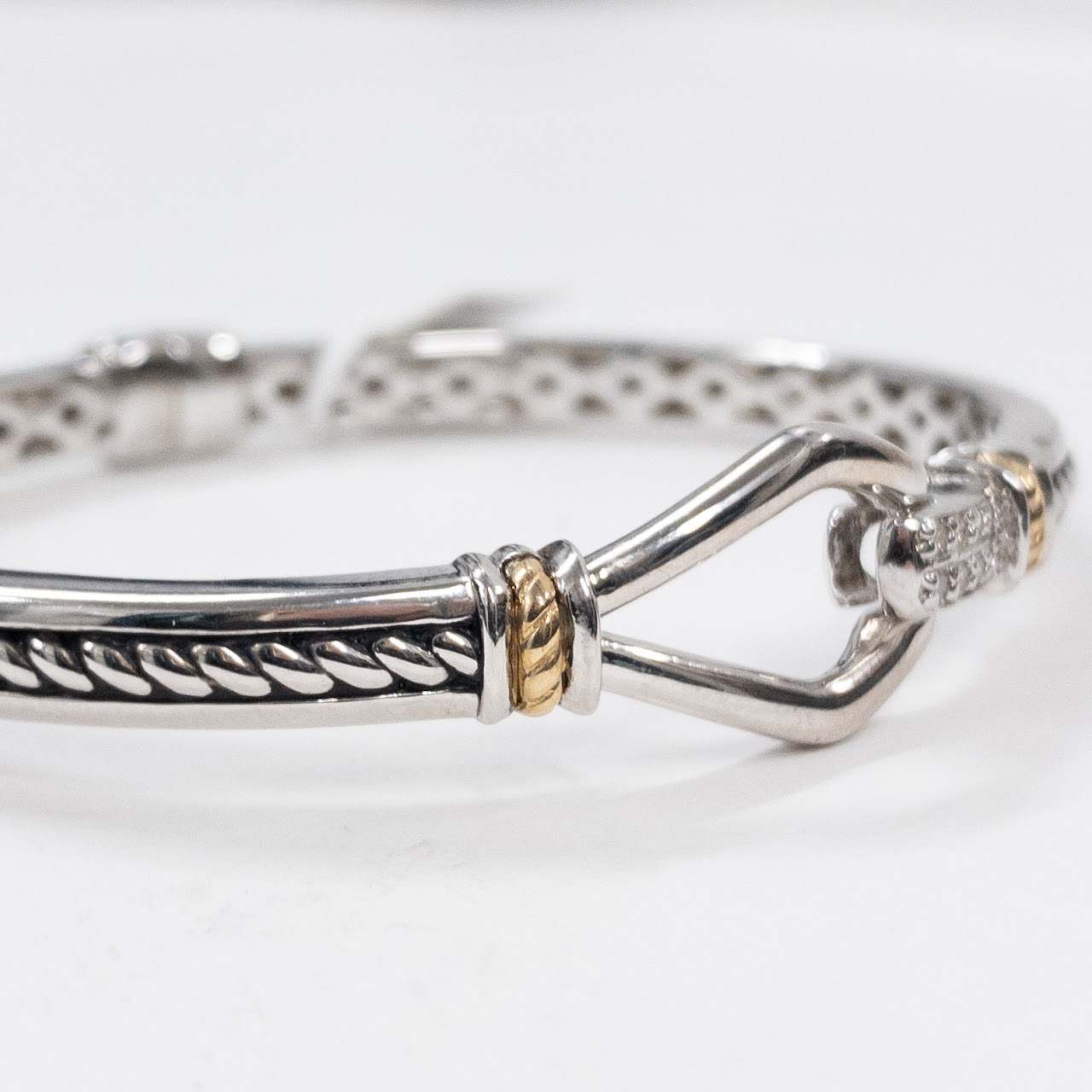 14K Gold, Sterling Silver and Diamond Bracelet