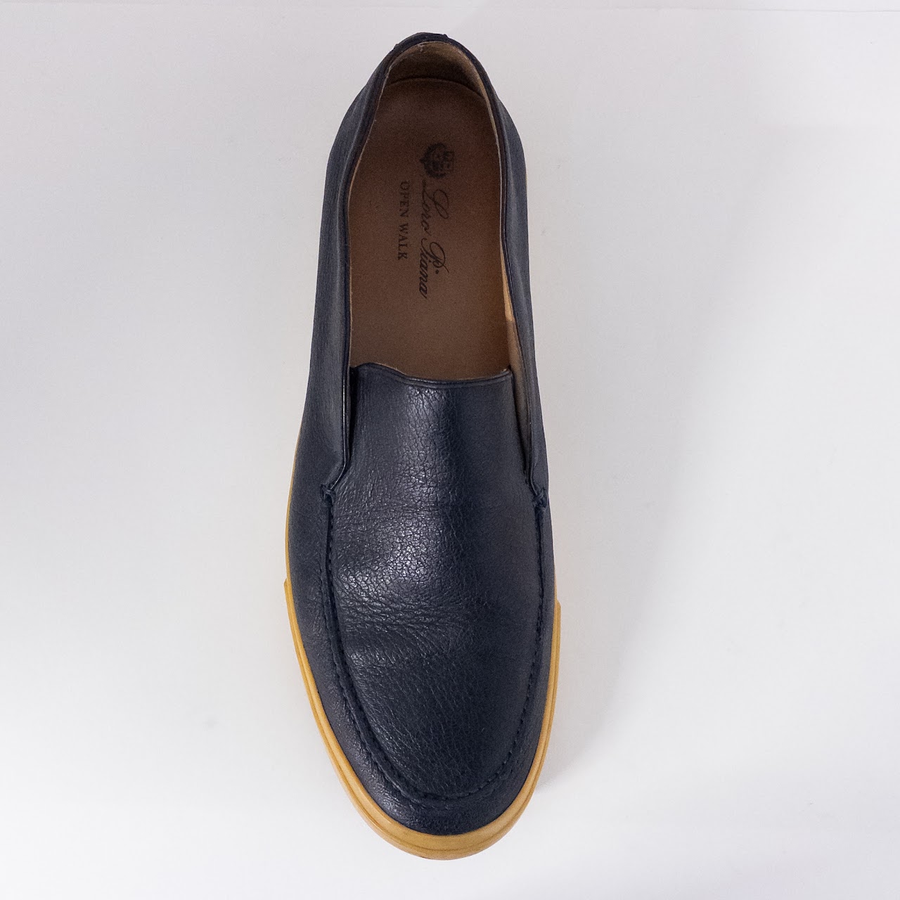 Loro Piana Open Walk Dark Blue Leather Loafers