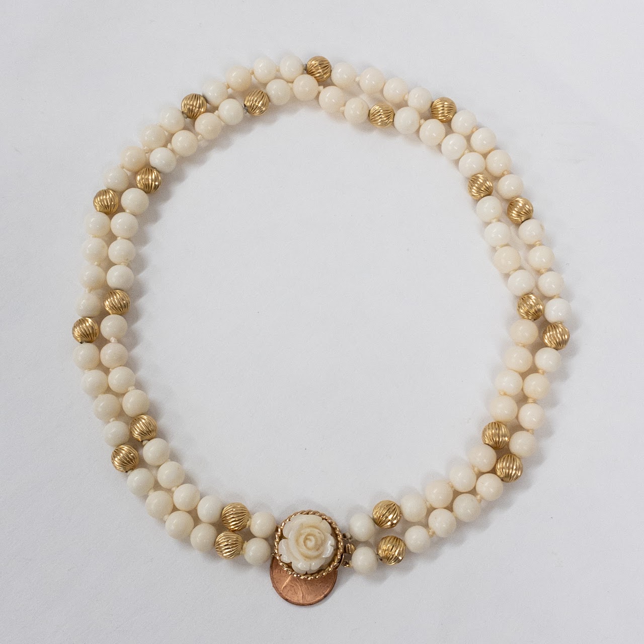 14K Gold and Hard Resin 'Pearl' Bead Necklace