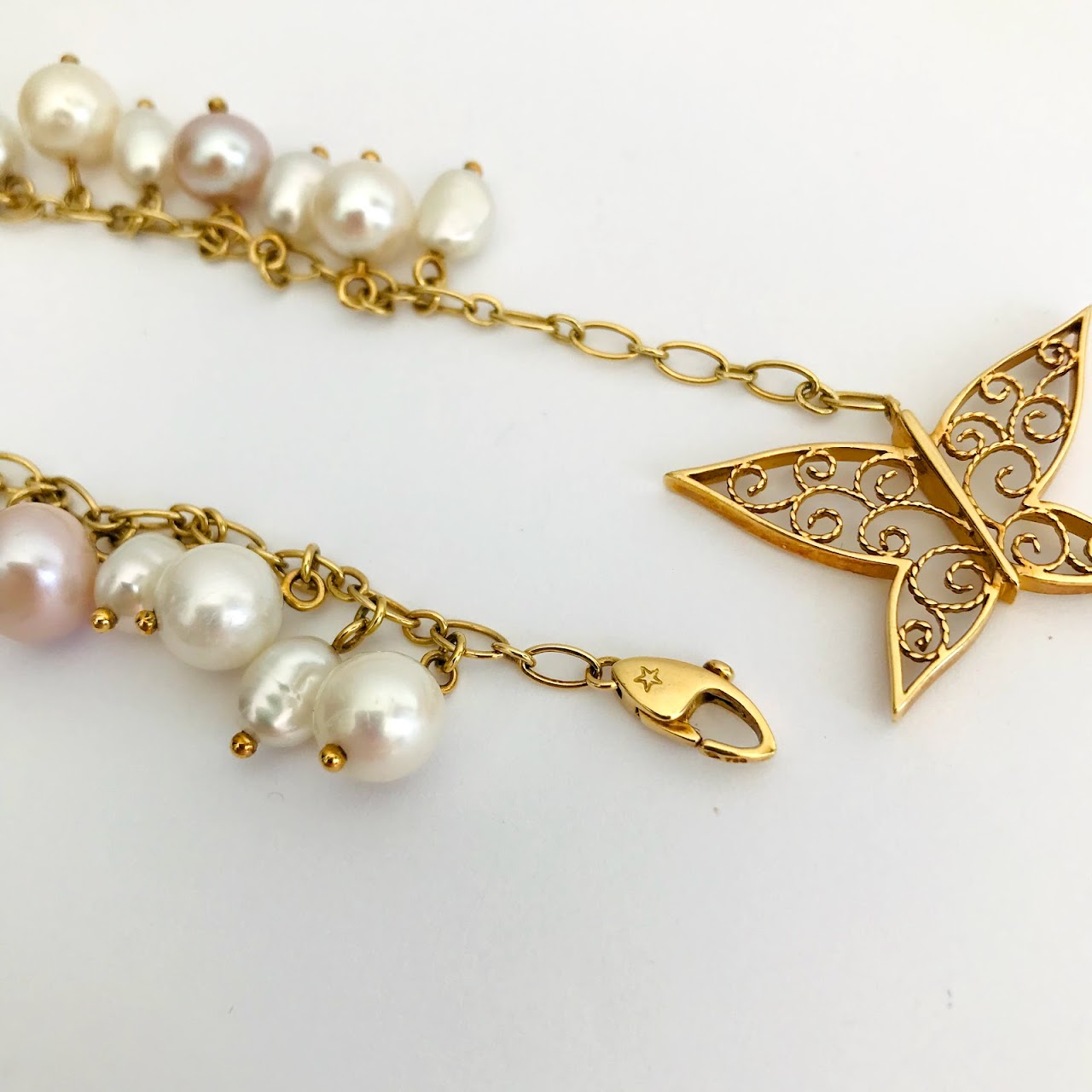 18K Gold & Pearl Butterfly Bracelet