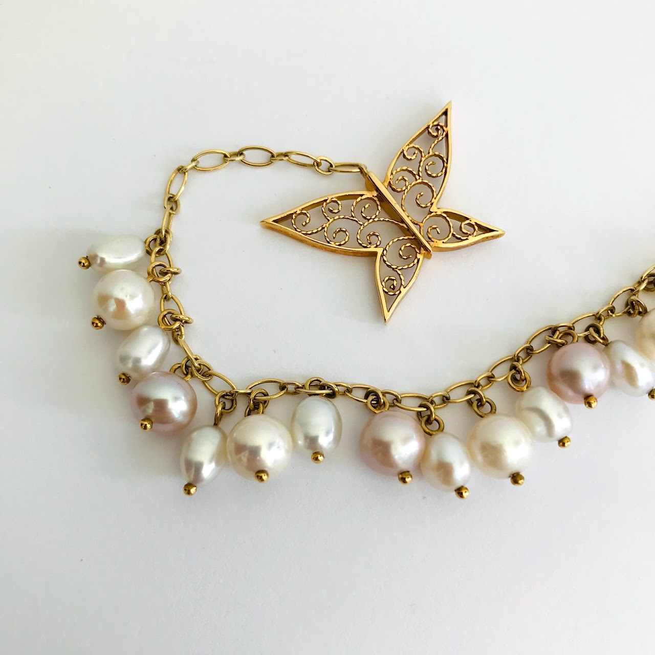 18K Gold & Pearl Butterfly Bracelet