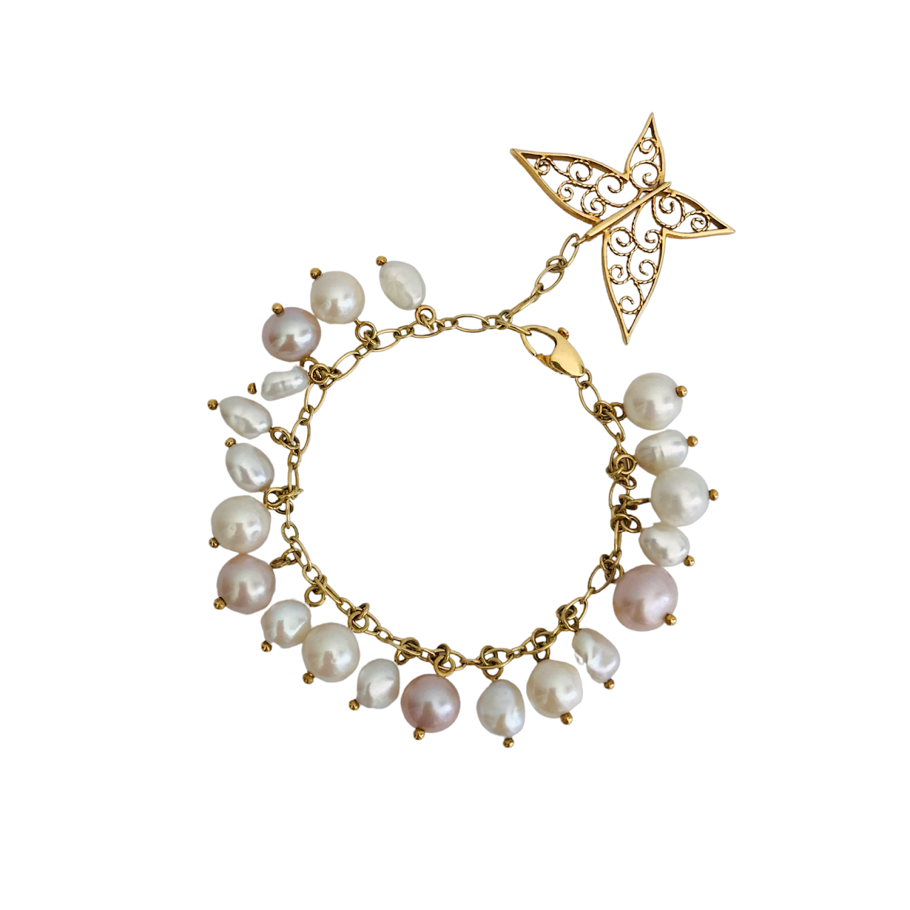 18K Gold & Pearl Butterfly Bracelet