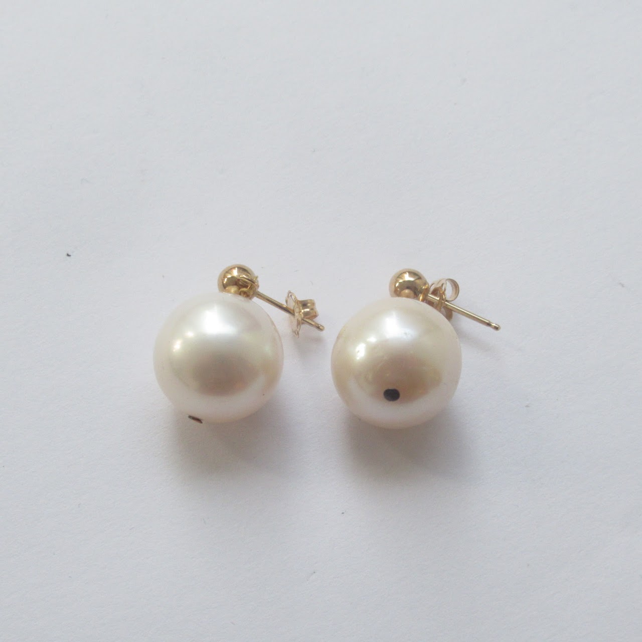 14K Gold & Faux Pearl Drop Earrings