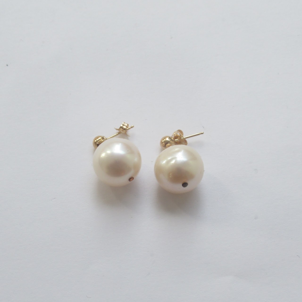 14K Gold & Faux Pearl Drop Earrings