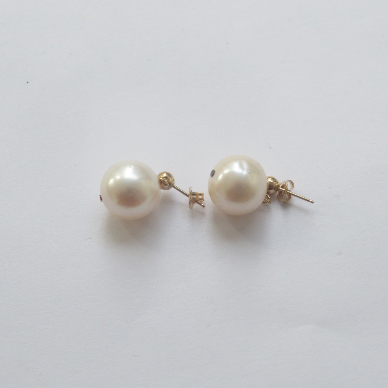 14K Gold & Faux Pearl Drop Earrings