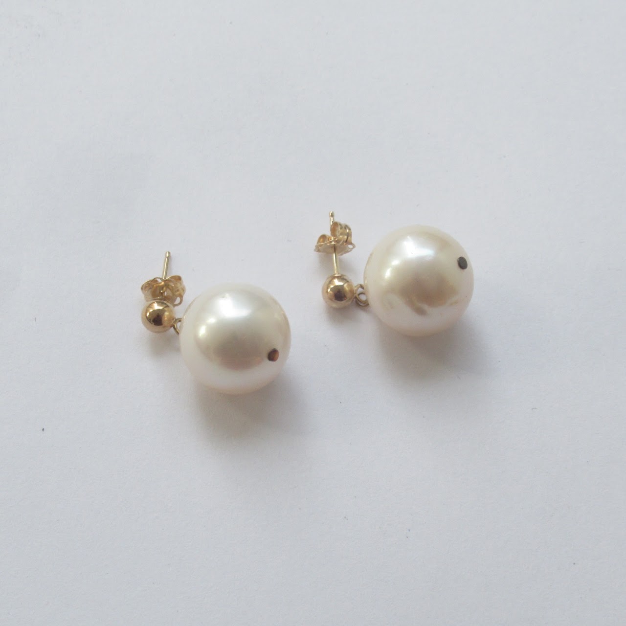 14K Gold & Faux Pearl Drop Earrings